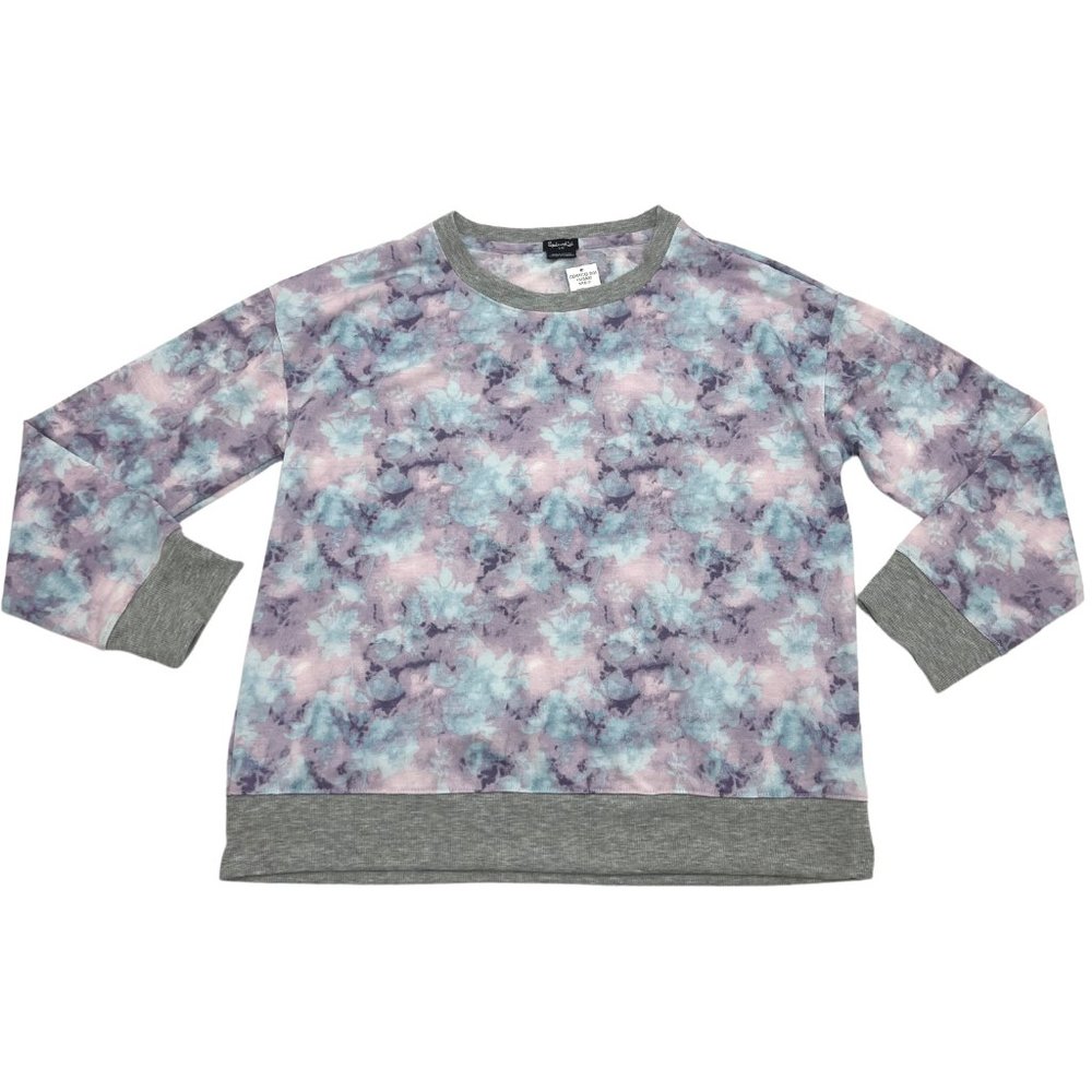 Splendid | Women's Watercolour Top | Purple & Blue | Floral Pattern | Size L
